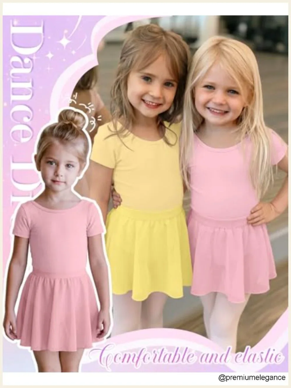 2 Pack Ballet Leotards with Removable Skirt Short Sleeve Dance Dress Toddler